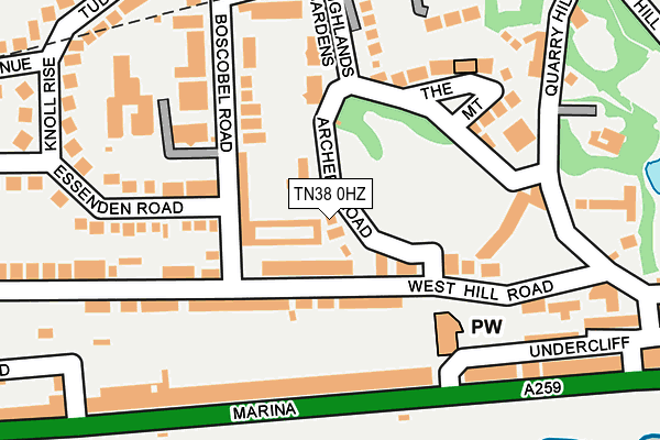 TN38 0HZ map - OS OpenMap – Local (Ordnance Survey)