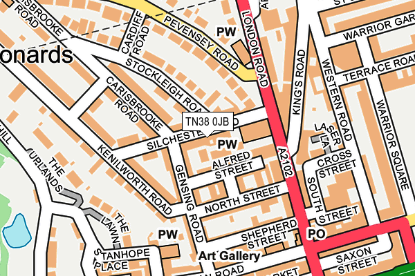 TN38 0JB map - OS OpenMap – Local (Ordnance Survey) TN38 0JB map - OS OpenMap – Local (Ordnance Survey)