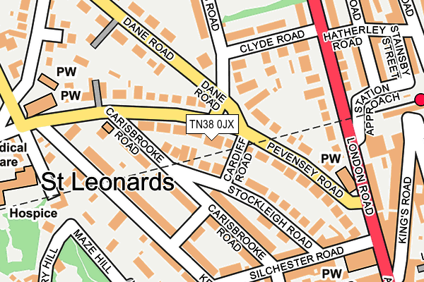 TN38 0JX map - OS OpenMap – Local (Ordnance Survey) TN38 0JX map - OS OpenMap – Local (Ordnance Survey)