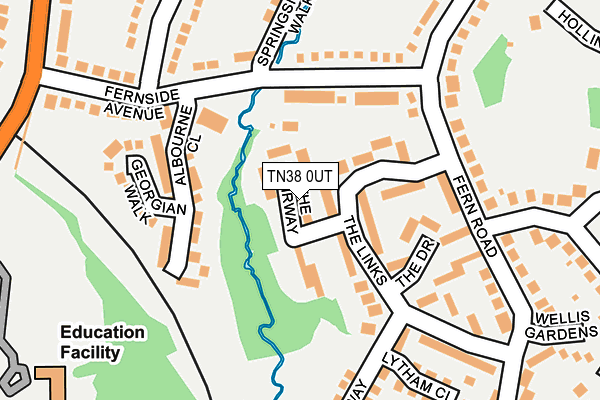 TN38 0UT map - OS OpenMap – Local (Ordnance Survey) TN38 0UT map - OS OpenMap – Local (Ordnance Survey)