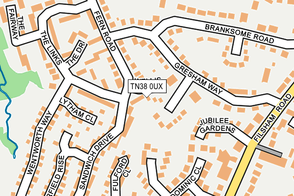 TN38 0UX map - OS OpenMap – Local (Ordnance Survey) TN38 0UX map - OS OpenMap – Local (Ordnance Survey)