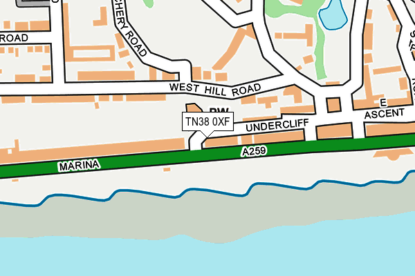 TN38 0XF map - OS OpenMap – Local (Ordnance Survey) TN38 0XF map - OS OpenMap – Local (Ordnance Survey)