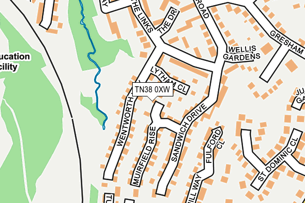 TN38 0XW map - OS OpenMap – Local (Ordnance Survey) TN38 0XW map - OS OpenMap – Local (Ordnance Survey)