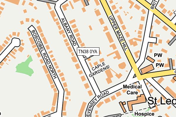 TN38 0YA map - OS OpenMap – Local (Ordnance Survey) TN38 0YA map - OS OpenMap – Local (Ordnance Survey)