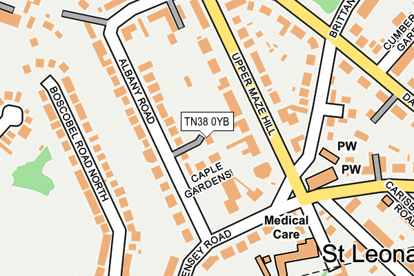 TN38 0YB map - OS OpenMap – Local (Ordnance Survey) TN38 0YB map - OS OpenMap – Local (Ordnance Survey)