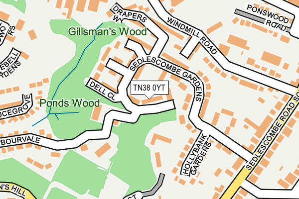 TN38 0YT map - OS OpenMap – Local (Ordnance Survey) TN38 0YT map - OS OpenMap – Local (Ordnance Survey)