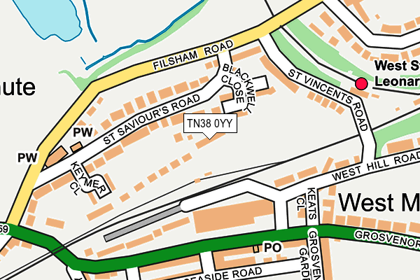 TN38 0YY map - OS OpenMap – Local (Ordnance Survey) TN38 0YY map - OS OpenMap – Local (Ordnance Survey)