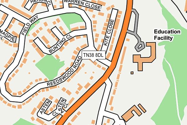 TN38 8DL map - OS OpenMap – Local (Ordnance Survey) TN38 8DL map - OS OpenMap – Local (Ordnance Survey)