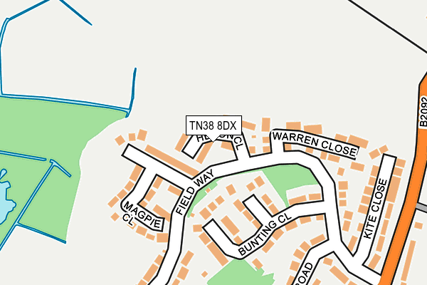 TN38 8DX map - OS OpenMap – Local (Ordnance Survey) TN38 8DX map - OS OpenMap – Local (Ordnance Survey)