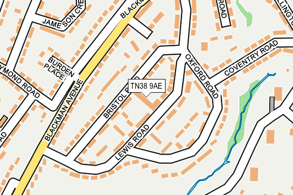 TN38 9AE map - OS OpenMap – Local (Ordnance Survey) TN38 9AE map - OS OpenMap – Local (Ordnance Survey)