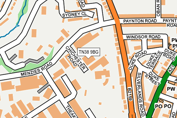 TN38 9BG map - OS OpenMap – Local (Ordnance Survey) TN38 9BG map - OS OpenMap – Local (Ordnance Survey)