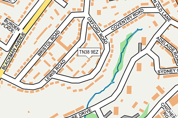 TN38 9EZ map - OS OpenMap – Local (Ordnance Survey) TN38 9EZ map - OS OpenMap – Local (Ordnance Survey)