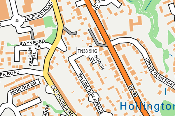 TN38 9HG map - OS OpenMap – Local (Ordnance Survey) TN38 9HG map - OS OpenMap – Local (Ordnance Survey)
