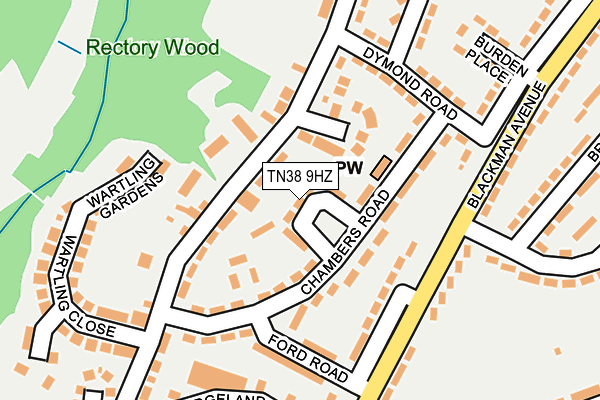 TN38 9HZ map - OS OpenMap – Local (Ordnance Survey)