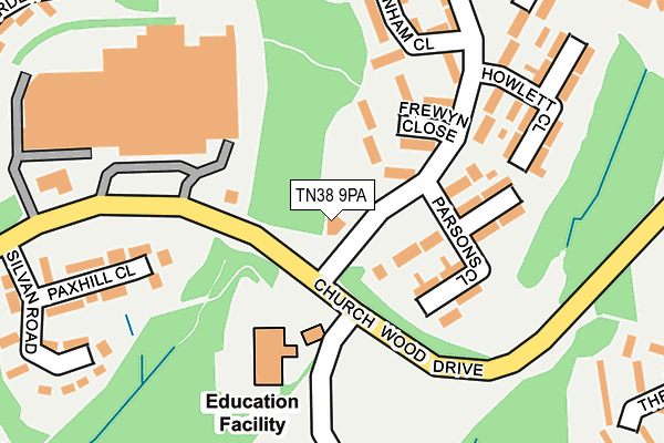TN38 9PA map - OS OpenMap – Local (Ordnance Survey) TN38 9PA map - OS OpenMap – Local (Ordnance Survey)