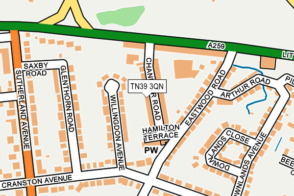TN39 3QN map - OS OpenMap – Local (Ordnance Survey) TN39 3QN map - OS OpenMap – Local (Ordnance Survey)