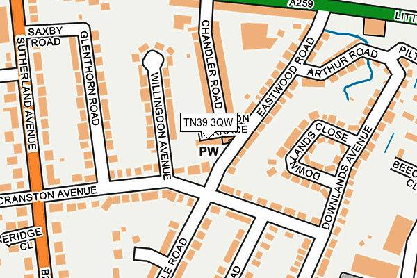 TN39 3QW map - OS OpenMap – Local (Ordnance Survey) TN39 3QW map - OS OpenMap – Local (Ordnance Survey)