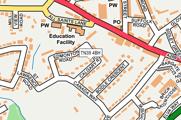 TN39 4BH map - OS OpenMap – Local (Ordnance Survey) TN39 4BH map - OS OpenMap – Local (Ordnance Survey)
