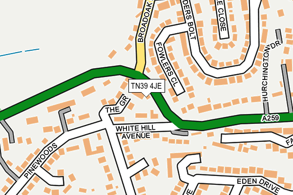 TN39 4JE map - OS OpenMap – Local (Ordnance Survey) TN39 4JE map - OS OpenMap – Local (Ordnance Survey)