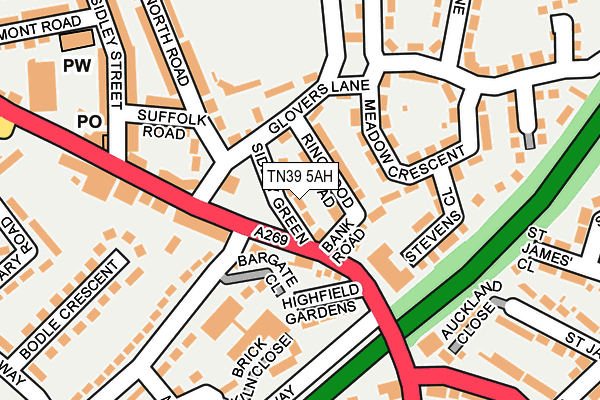 TN39 5AH map - OS OpenMap – Local (Ordnance Survey) TN39 5AH map - OS OpenMap – Local (Ordnance Survey)