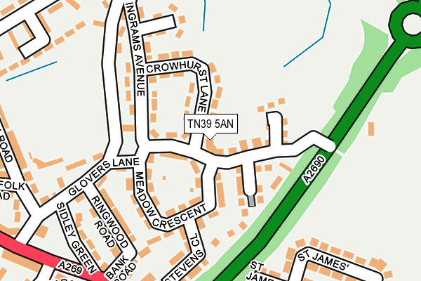 TN39 5AN map - OS OpenMap – Local (Ordnance Survey) TN39 5AN map - OS OpenMap – Local (Ordnance Survey)
