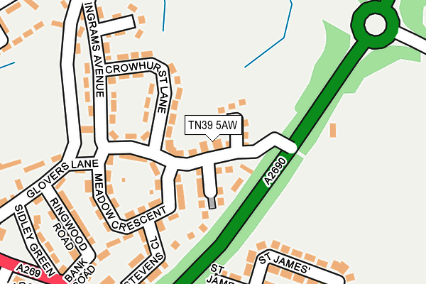 TN39 5AW map - OS OpenMap – Local (Ordnance Survey) TN39 5AW map - OS OpenMap – Local (Ordnance Survey)