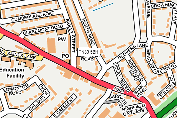 TN39 5BH map - OS OpenMap – Local (Ordnance Survey) TN39 5BH map - OS OpenMap – Local (Ordnance Survey)