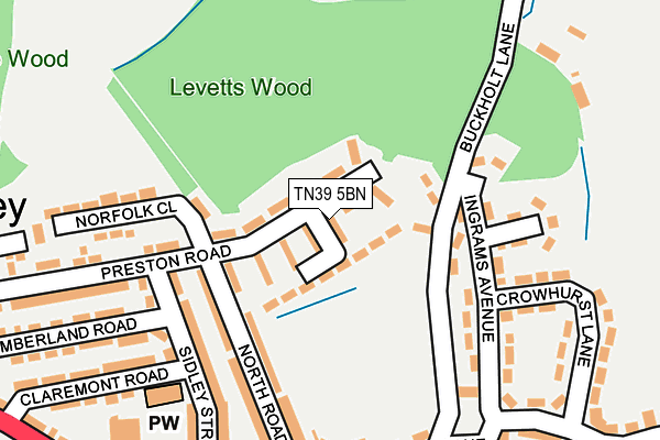 TN39 5BN map - OS OpenMap – Local (Ordnance Survey) TN39 5BN map - OS OpenMap – Local (Ordnance Survey)