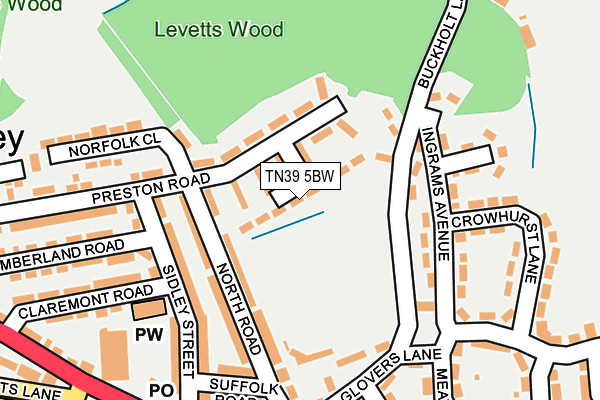 TN39 5BW map - OS OpenMap – Local (Ordnance Survey) TN39 5BW map - OS OpenMap – Local (Ordnance Survey)