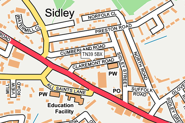 TN39 5BX map - OS OpenMap – Local (Ordnance Survey) TN39 5BX map - OS OpenMap – Local (Ordnance Survey)