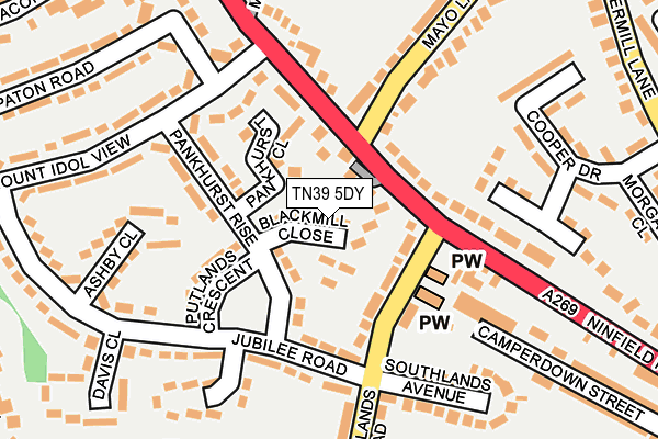 TN39 5DY map - OS OpenMap – Local (Ordnance Survey) TN39 5DY map - OS OpenMap – Local (Ordnance Survey)