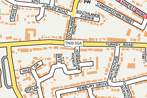 TN39 5GA map - OS OpenMap – Local (Ordnance Survey) TN39 5GA map - OS OpenMap – Local (Ordnance Survey)