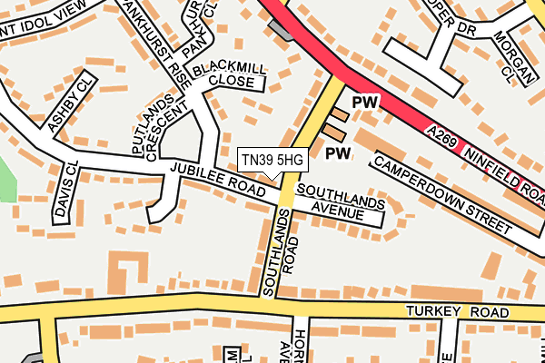 TN39 5HG map - OS OpenMap – Local (Ordnance Survey) TN39 5HG map - OS OpenMap – Local (Ordnance Survey)