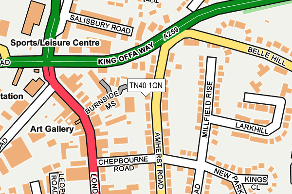 TN40 1QN map - OS OpenMap – Local (Ordnance Survey) TN40 1QN map - OS OpenMap – Local (Ordnance Survey)