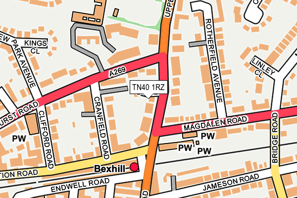 TN40 1RZ map - OS OpenMap – Local (Ordnance Survey) TN40 1RZ map - OS OpenMap – Local (Ordnance Survey)