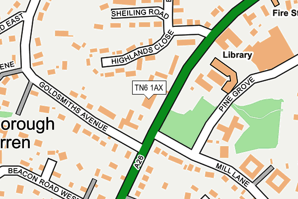 TN6 1AX map - OS OpenMap – Local (Ordnance Survey) TN6 1AX map - OS OpenMap – Local (Ordnance Survey)
