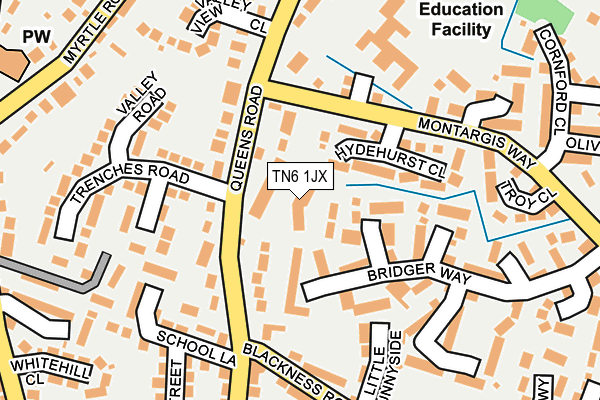 TN6 1JX map - OS OpenMap – Local (Ordnance Survey) TN6 1JX map - OS OpenMap – Local (Ordnance Survey)
