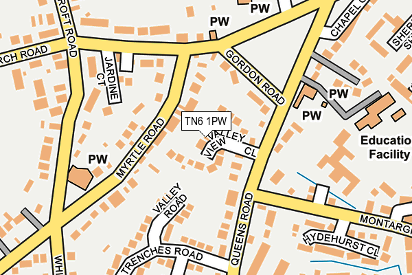 TN6 1PW map - OS OpenMap – Local (Ordnance Survey) TN6 1PW map - OS OpenMap – Local (Ordnance Survey)