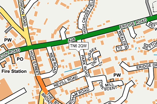 TN6 2QW map - OS OpenMap – Local (Ordnance Survey) TN6 2QW map - OS OpenMap – Local (Ordnance Survey)