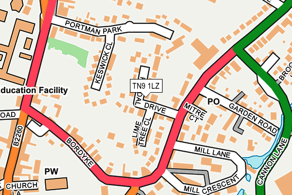 TN9 1LZ map - OS OpenMap – Local (Ordnance Survey) TN9 1LZ map - OS OpenMap – Local (Ordnance Survey)