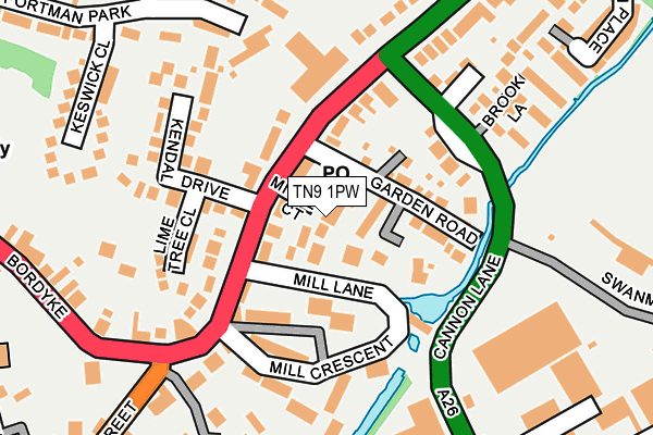 TN9 1PW map - OS OpenMap – Local (Ordnance Survey) TN9 1PW map - OS OpenMap – Local (Ordnance Survey)