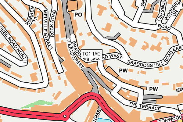 TQ1 1AG map - OS OpenMap – Local (Ordnance Survey) TQ1 1AG map - OS OpenMap – Local (Ordnance Survey)