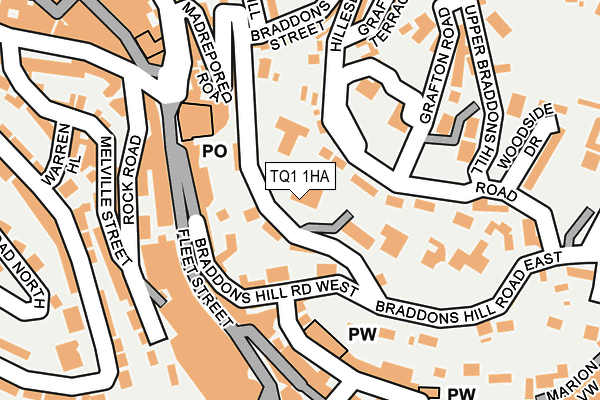 TQ1 1HA map - OS OpenMap – Local (Ordnance Survey) TQ1 1HA map - OS OpenMap – Local (Ordnance Survey)