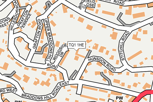 TQ1 1HE map - OS OpenMap – Local (Ordnance Survey) TQ1 1HE map - OS OpenMap – Local (Ordnance Survey)