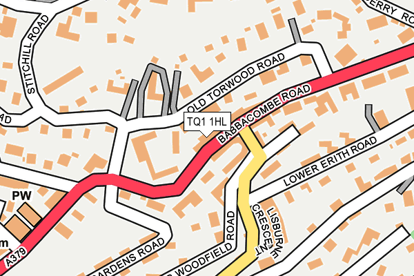 TQ1 1HL map - OS OpenMap – Local (Ordnance Survey) TQ1 1HL map - OS OpenMap – Local (Ordnance Survey)