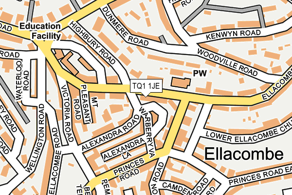 TQ1 1JE map - OS OpenMap – Local (Ordnance Survey)