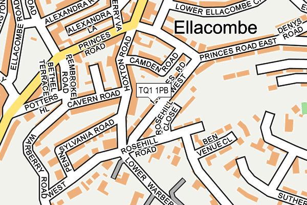 TQ1 1PB map - OS OpenMap – Local (Ordnance Survey)