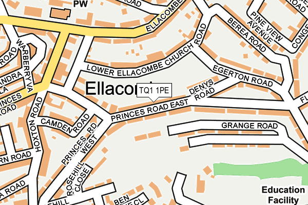TQ1 1PE map - OS OpenMap – Local (Ordnance Survey)