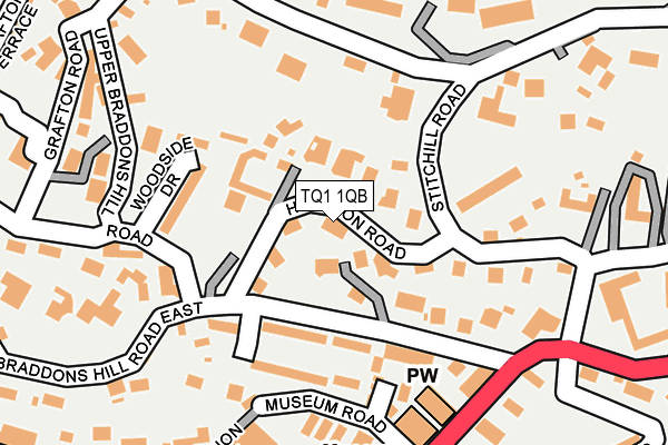 TQ1 1QB map - OS OpenMap – Local (Ordnance Survey) TQ1 1QB map - OS OpenMap – Local (Ordnance Survey)