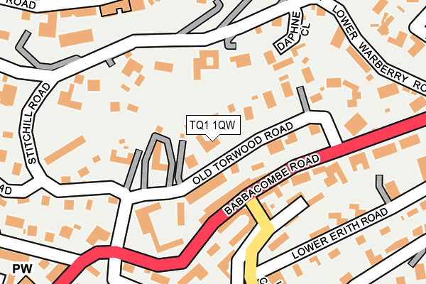 TQ1 1QW map - OS OpenMap – Local (Ordnance Survey) TQ1 1QW map - OS OpenMap – Local (Ordnance Survey)